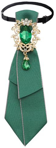 LJBFNN Bow Tie for Women, Adjustable Pre-Tied Ties for Women Girls Uniform Necktie with Rhinestone for Party School Concert (Dark Green)