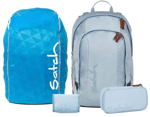 Satch Air Streetwalk Edition Schulrucksack Set 4tlg. inkl. Etui, Börse, Regenhülle (Nordic Ice Blue Skandi Edition)