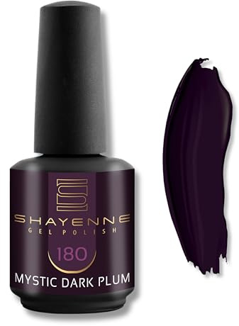 SHAYENNE UV LED Gel Nagellack 15ml – 180 Mystic Dark Plum Lila – Langanhaltend & Hochglänzend – Für UV/LED Lampe – Maniküre & Pediküre – Made in Germany