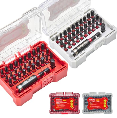 Geinxurn 64tlg. Schlagfester Schrauber Bits Set (Torx, Kreuzschlitz, Pozidriv) Bitsatz Magnetische S2-Stahl 1/4 zoll Sechskantschaft, inkl. Bit-Halter Stecknuss-Adapter mit Aufbewahrungsbox