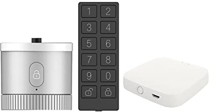 Cerradura Inteligente, Cerradura de puerta Sensor de cifrado de grado bancario Desbloqueo de la aplicación inteligente Tuya Control remoto de voz,Construida Para Durar(Lock Keypad HUB)