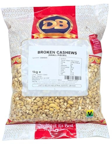 CR Snacking BROKEN CASHEWS SMALL PIECES 1KG - Broken Cashews Nuts Snack Pack Bulk | Broken Pieces Cashews 1kg For Vegan Cooking, Low Carb Ingredients, Bulk Unsalted Nuts |