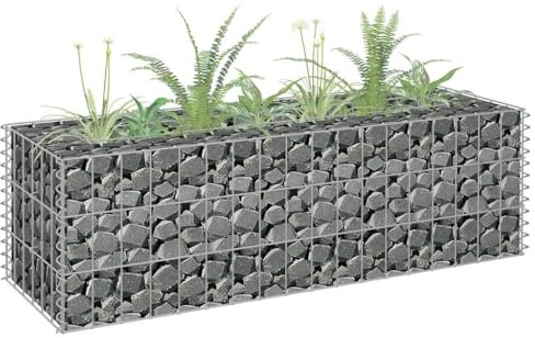 HaoChrymec Jardinière Surélevée with Gabion en Acier Galvanisé, Panier à Pierre, Parterre Surélevé en Gabion, Jardinière à Gabion, Jardin, Cour, Gris, 90 x 30 x 30 cm