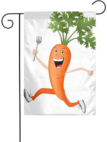 BROLEO Carotte avec fourchette imprimée mât de drapeau de jardin extérieur décoration de cour mode 30,5 x 45,7 cm