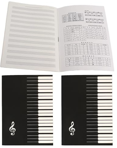 Pack Gitarrennoten Notizbuch für Übungsnoten, Schwarz | Abreißbare Seiten, Papier, für Musiknoten und Songs, Wiederverwendbar, 3 Stück