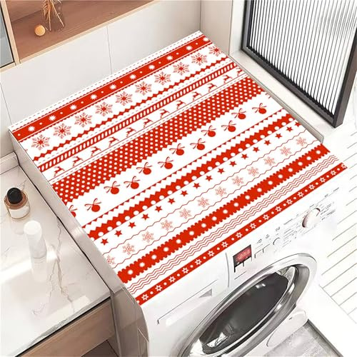 Highdi Noël Rouge 3D Housse de Protection pour Machine à Laver Top, Coussin de Machine à Laver Antidérapant Housse de Machine à Laver pour Machine à Laver Sèche-Linge (Rouge de Noël,30x40cm)