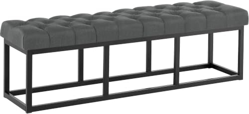 CLP Banco tapizado Amun para recibidor, Banco de Metal Negro con Pintura en Polvo Resistente, para Dormitorio, vestidor y Entrada Color Gris Oscuro Tamaño 150 cm
