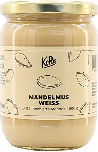 KoRo - Weißes Mandelmus 500 g - Nussmus ohne Zusatz von Zucker und Palmöl - 100% Mandeln - Unvergleichbar cremig - Vegan - Proteinquelle