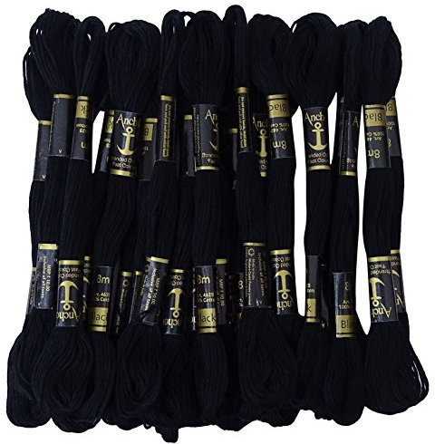 Anchor Stranded Baumwollfaden Floss-Kreuz-Stich Handstickerei Packung mit 25 Skeins-Black