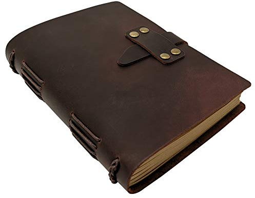 Handcraft Leder-Tagebuch mit liniertem Papier, 120 Blatt, Kraftpapier, Lederriemenverschluss, Vintage-Braun, 12,7 x 17,8 cm