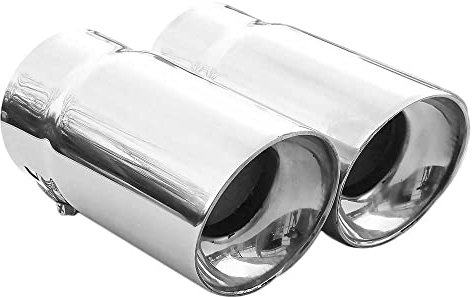 Autohobby 6017 - Doble embellecedor de tubo de escape universal para tubo de escape deportivo de acero inoxidable hasta 65 mm cromado A B C G H J CC 3 4 5 6 7