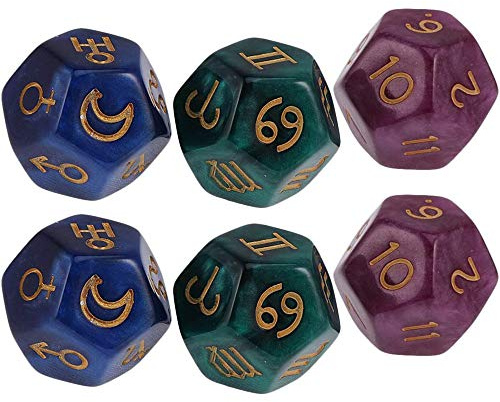 POFET 2 set 6 st flerfärgade 12-sidig harts tärning astrologi tarot konstellation spådom modell A