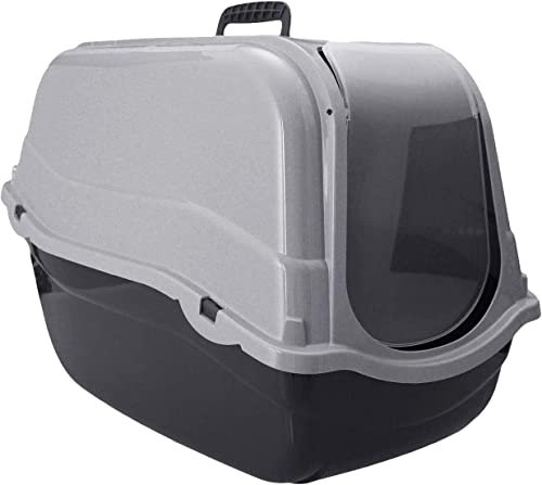 Guaranteed4Less Cat Litter Tray Portable Hooded Box Covered Hand Carry Travel Pet Carrier Toilet (Grey)