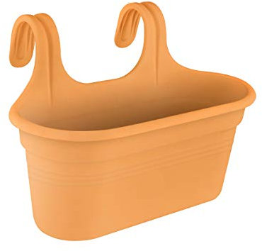 Muddy Hands Large Hanging Planter Outdoor Garden Fence Balcony Rail Railing Flower Herb Trough Plant Pot (3, Terracotta)