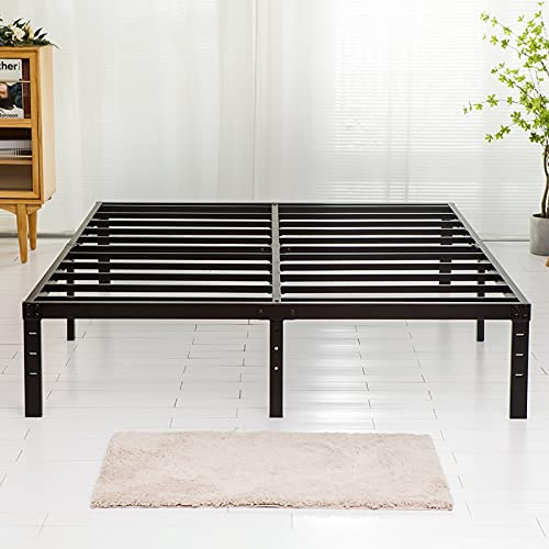 Wulanos Queen Size Bed Frame, 3500lbs Heavy Duty Metal Platform with Steel Slats Support, Sturdy and Noise-Free, 14 Inches High Bedframes with Ample Storage, No Box Spring Needed