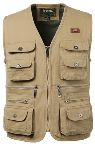 Oralidera Herren Outdoor Jagdweste Reporterwesten Ärmellos Jacke Anglerweste Fotografie Freizeitweste Safari Weste mit Vielen Taschen für Jagd Angeln Camping