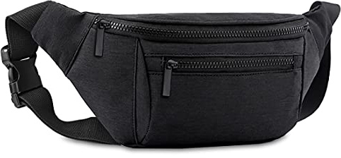 Fanny Pack for Men Women,Crossbody Waist Bag Pack,Belt Bag for Travel Walking Running Hiking Cycling,Easy Carry Any Phone,Wallet (Black)