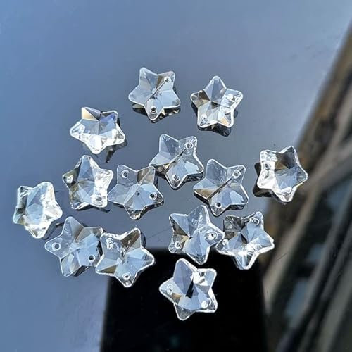 VIXDA 14mm Kristall Stern Perlen 2 Löcher Glas Sonnenfänger Zubehör Kronleuchter Prismen Teil Hochzeit Dekoration DIY Schmuckherstellung