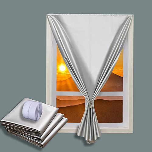 Cortina Opaca con Cierre, Deja Pasar la luz, 99% Solar, Cortinas con Revestimiento térmico sin Agujeros, 70 x 90 cm (Ancho x Alto)