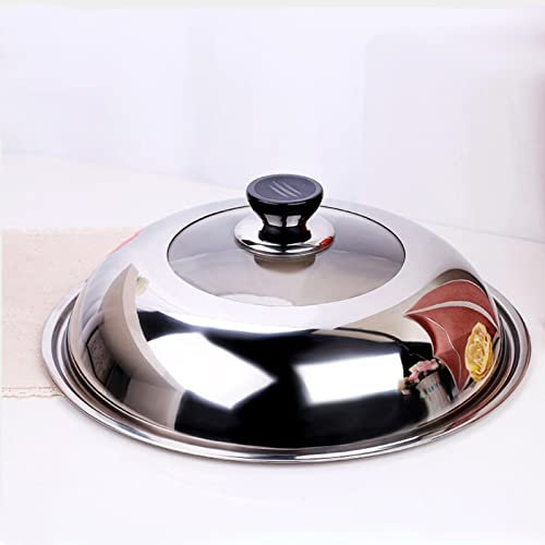 Coperchio per padella, coperchio per padella 24cm/26cm/28cm/30cm/32cm/34cm/36cm/38cm/40cm Coperchio per padella in acciaio inossidabile Aumento ispessimento Wok Steamer Coperchio per padella elettri