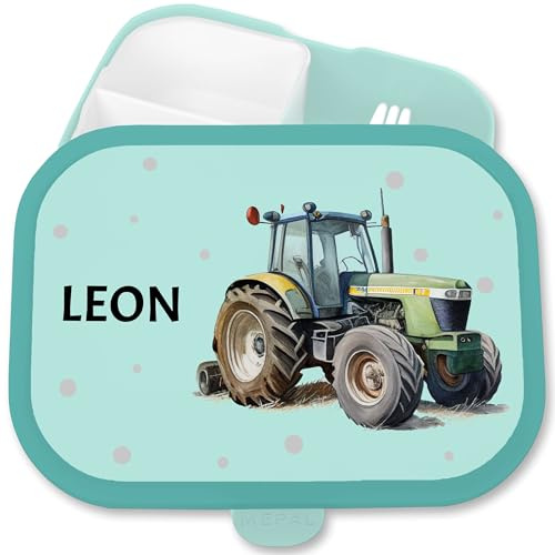 Brotdose Campus für Mepal - Brotbox Trecker Lunchbox Traktor Kinder I Schlepper Vesperbox Bulldog - 750 ml - Türkis - schulkind vesperdose kindergarten bagger traktorfans tractor