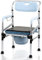 Cecaylie Chaise percée pour seniors, chaise percée mobile, hauteur réglable de 42 à 54 cm, avec plaque d'assise rembourrée et seau de toilette, extrémités antidérapantes pour chambre et salle de bain