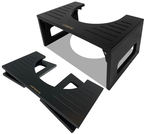 BUDDLEY Toilettenhocker Bambus klappbar - Klohocker für die richtige Haltung - Toilette hocker Erwachsene und Kinder - WC Hocker für natürliche Hockposition - Badezimmerhocker (Bambus schwarz)