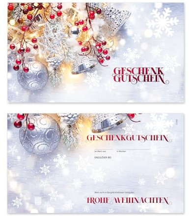 GESCHENKGUTSCHEINcom by POS-HAUER. 10 Gutscheine, blanko zum selber Ausfüllen. Für Weihnachten Weihnachtsmotiv.
