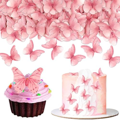 Zeayebsr 48 PCS Essbare Schmetterlinge für Torte,tortendeko hochzeit,Essbare Tortendeko Schmetterling,Bunt Schmetterlinge Deko Torte,Esspapier Tortendeko Hochzeit,Schmetterling Kuchen Deko Geburtstag