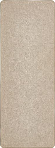 andiamo Teppich Grotone - Webteppich für das Wohnzimmer Schlafzimmer Esszimmer und den Flur - pflegeleichter unempfindlicher Teppich für das Büro 67 x 140 cm Dunkelbeige