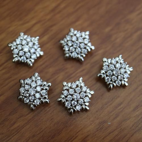 G-RUI 5pc/lot Luxury Crystal Buttons for Clothes Cubic Zirconia Metal Shank Button for Coat Decorative CZ Sewing Buttons for Shirts (K-208) (Sliver)