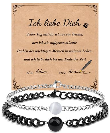 SUNSH Partner Geschenke für Beide, Partnerarmbänder für Meine Frau Freundin, Jahrestag Geschenk für Ihn, Geschenk für Freund Mann Ehemann,Weihnachten Valentinstag Geburtstag Jahrestag
