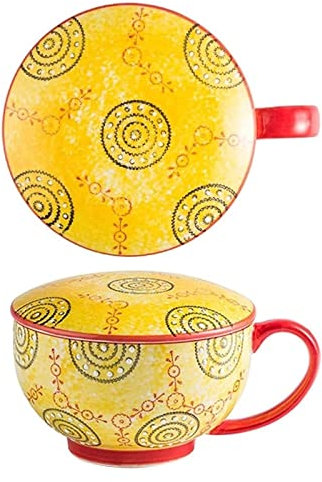 Tazas gigantes for desayuno, ensaladera, taza de sopa de cerámica, taza de sopa única, recipiente for café, té, cuencos de sopa, cuenco de sopa de cerámica gigante con tapa, taza de café grande for mi