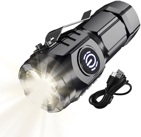 Opilroyn Lampe de poche LED à haute lumière - Lampe de poche d'urgence en plein air puissante pour monstres avec 3 yeux lampe de poche LED portable multifonction USB rechargeable pour usage domestique