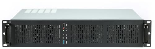 JUSTOP 2U 400 Rackmount Server Case 405mm Deep Micro ATX/Mini ITX | 2x USB, 3x 80mm PWM Fans, Rack Chasis