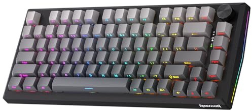 Redragon K687 Wireless CNC Gasket Gaming Keyboard, 81 Keys Mechanical Keyboard w/Premium CNC Aluminum Board, Easy-Control Knob, 5-Layer Noise Dampening, Custom Linear Switch, PBT Gradient Keycaps
