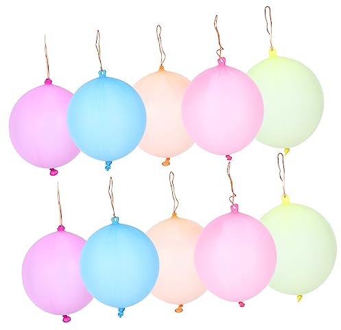 HAWILLOSCH 30pcs Punch Balloons Thick Latex Kids Party Favors Rubber Band Handles Toy for Festival Decorations Random Color