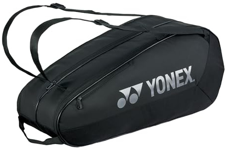 YONEX Team Racquet Bag with YKK Zippers & Multiple Storage Compartments - Durable Lightweight Tennis Bag for Up to 6 Racquets, Black