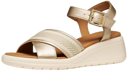 Geox Sandalo da donna D Meliconia G Wedge, LT, oro/papiro, 38 EU