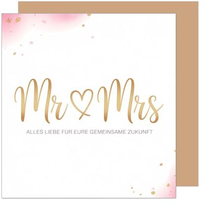 Edition Seidel Premium quadratische Glückwunschkarte zur Hochzeit mit Umschlag. Hochzeitskarte Karte Grußkarte Vermählung Mann & Frau Alles Liebe (HQ154 SW025)