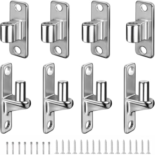 Hanured® 4 Paires Charnières de portail, Charnière porte lourde en acier inoxydable 304, Charnière de portail à montage mural pour portail de ferme, Capacité à 270kg(Argent, avec vis)
