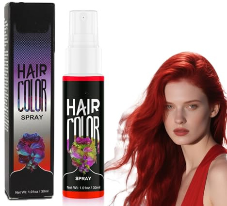 Temporäres Haarfarbenspray, Crazy Purple Color Haarspray-Crazy Purple Temporäres farbiges Haarspray Sofort-Styling,Waschbares Haarfärbespray Sofort-Haarfärbemittel für Halloween (Rot)