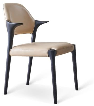 UANFHWZF Chaises de Salle à Manger Chaises de Salle à Manger Nordiques en Noyer, Bois Massif et Cuir véritable, assises minimalistes(Beige)