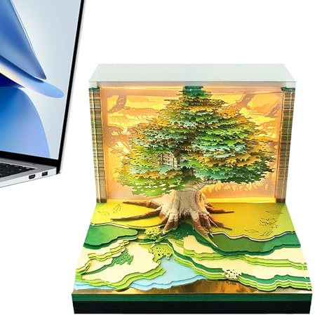 Blocco note 3D Calendario 2026-3D Calendario 2026-3D Carving Art Memo Pad Blocco note a forma di casa sull'albero a strappo per il Ringraziamento, Natale, inaugurazione della casa, ufficio
