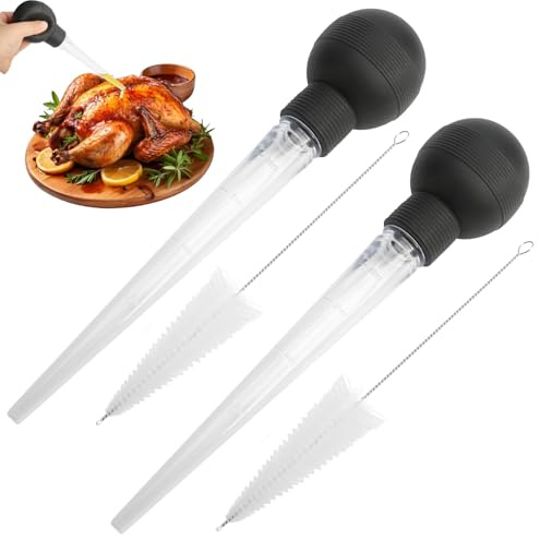 2Set Large Turkey Baster for Cooking - Premium Baster Syringe for Hot Liquids, Heavy-Duty Baster for Cooking Perfect for Barbecue,Meat Baster,Gravy, Marinades(Black)