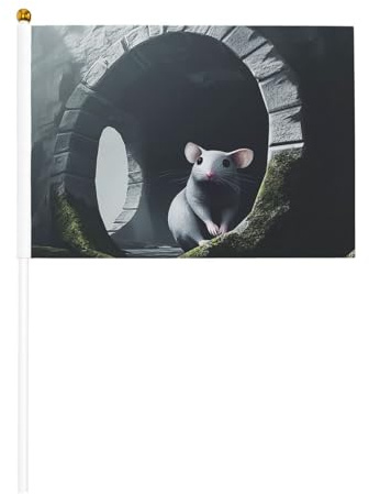Bandiere mini topo codardo su bastone – 14 x 20,8 cm piccole bandiere USA per esterni, decorazioni 4 luglio, decorazione patriottica, asta bandiera portatile, bandiere palmari, sei pezzi