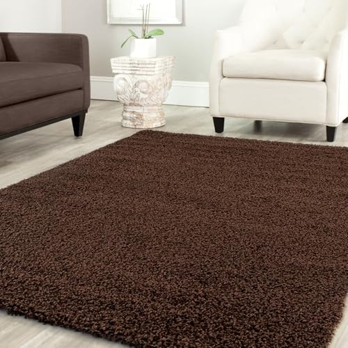 Shaggy Teppich Farbe Hochflor Langflor Teppiche Modern Uni Farben, Farbe:Braun, Maße:140x200 cm
