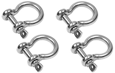Wellenshop 4 x Schäkel geschweift M 6 Edelstahl mit Augbolzen