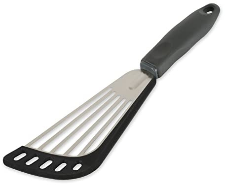 RSVP International Kitchen Tool Collection Dishwasher Safe Angled, 11.25 x 3, Stainless Steel, Black Silicone