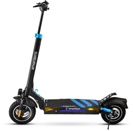 SMARTGYRO Speedway - Patinete Eléctrico para Adultos con Motor de 500W 48V, Batería 12.500 mAh, Doble suspensión Reforzada, Frenos de Disco, 4 Intermitentes, Scooter, 3 Modos de conducción